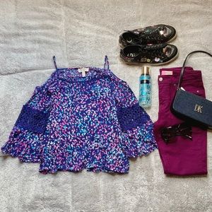 Multi- Colored Polka Dot Off the Shoulder Top